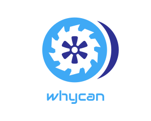 Wheel - Blue Round Saw logo design