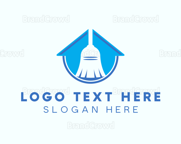 Home Clean Broom Sweeper Logo