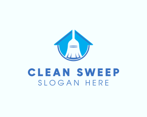 Sweeping - House Clean Broom Sweeper logo design