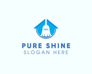 Clean - House Clean Broom Sweeper logo design