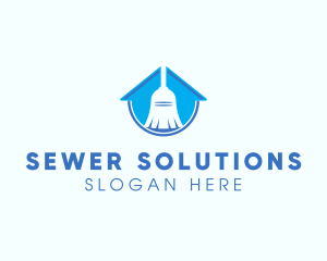 House Clean Broom Sweeper logo design