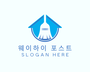 Home Clean Broom Sweeper logo design