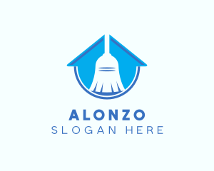 Home Clean Broom Sweeper logo design