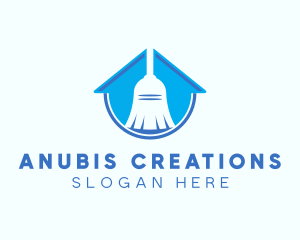 Home Clean Broom Sweeper logo design