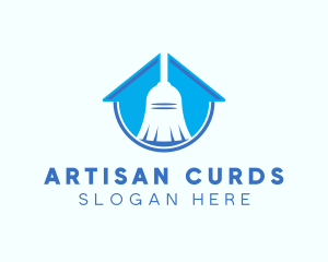 Home Clean Broom Sweeper logo design