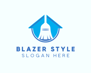 Home Clean Broom Sweeper logo design