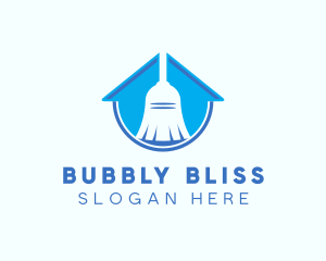 Home Clean Broom Sweeper logo design