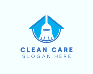 Home Clean Broom Sweeper logo design