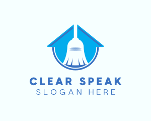 Home Clean Broom Sweeper logo design