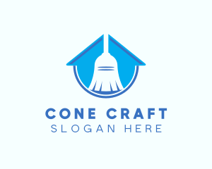 Home Clean Broom Sweeper logo design