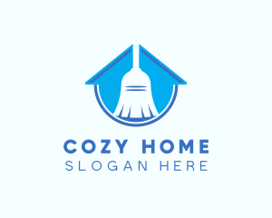 Home Clean Broom Sweeper logo design