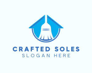 Home Clean Broom Sweeper logo design