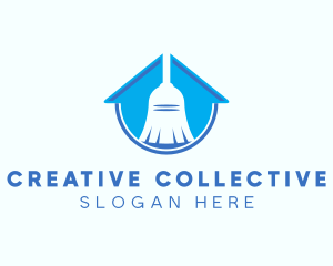 Home Clean Broom Sweeper logo design