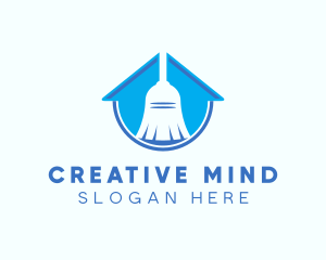 Home Clean Broom Sweeper logo design