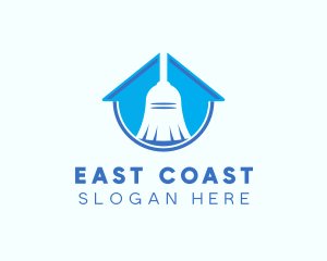 Home Clean Broom Sweeper logo design