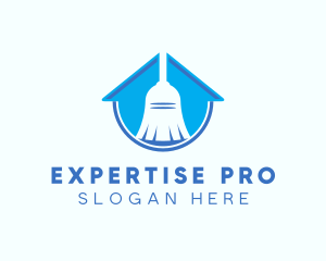 Home Clean Broom Sweeper logo design