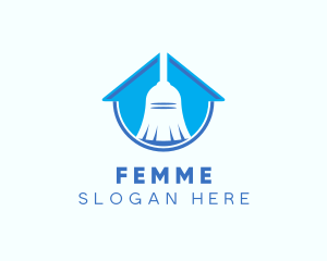 Home Clean Broom Sweeper logo design