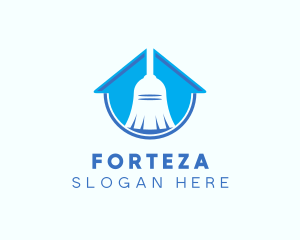 Home Clean Broom Sweeper logo design