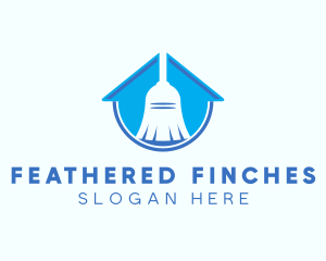 Home Clean Broom Sweeper logo design