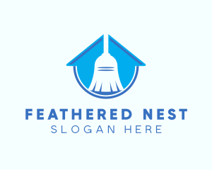 Home Clean Broom Sweeper logo design