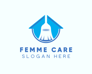 Home Clean Broom Sweeper logo design