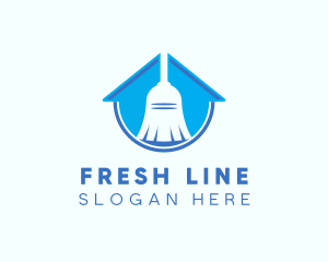 Home Clean Broom Sweeper logo design