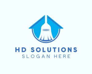 Home Clean Broom Sweeper logo design