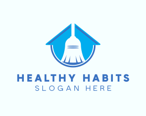 Home Clean Broom Sweeper logo design