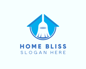 Home Clean Broom Sweeper logo design