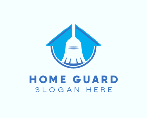 Home Clean Broom Sweeper logo design