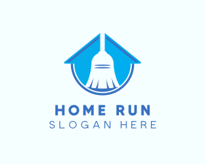 Home Clean Broom Sweeper logo design