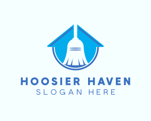 Home Clean Broom Sweeper logo design