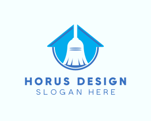 Home Clean Broom Sweeper logo design