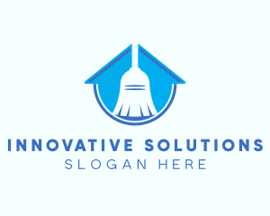 Home Clean Broom Sweeper logo design