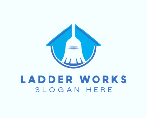 Home Clean Broom Sweeper logo design