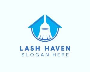 Home Clean Broom Sweeper logo design