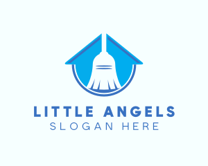 Home Clean Broom Sweeper logo design