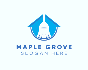 Home Clean Broom Sweeper logo design