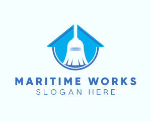 Home Clean Broom Sweeper logo design