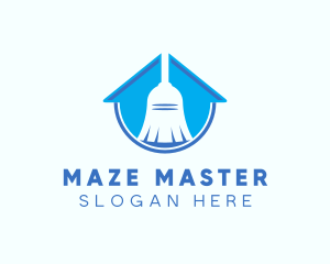 Home Clean Broom Sweeper logo design