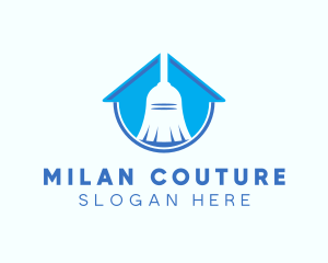 Home Clean Broom Sweeper logo design