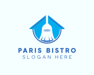 Home Clean Broom Sweeper logo design