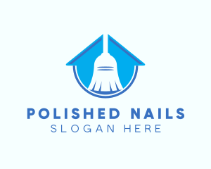 Home Clean Broom Sweeper logo design