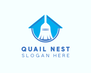 Home Clean Broom Sweeper logo design