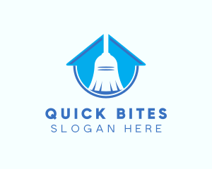 Home Clean Broom Sweeper logo design