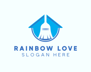 Home Clean Broom Sweeper logo design