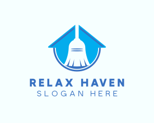 Home Clean Broom Sweeper logo design