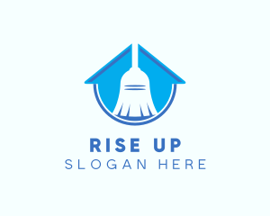 Home Clean Broom Sweeper logo design