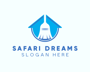 Home Clean Broom Sweeper logo design