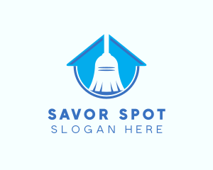 Home Clean Broom Sweeper logo design